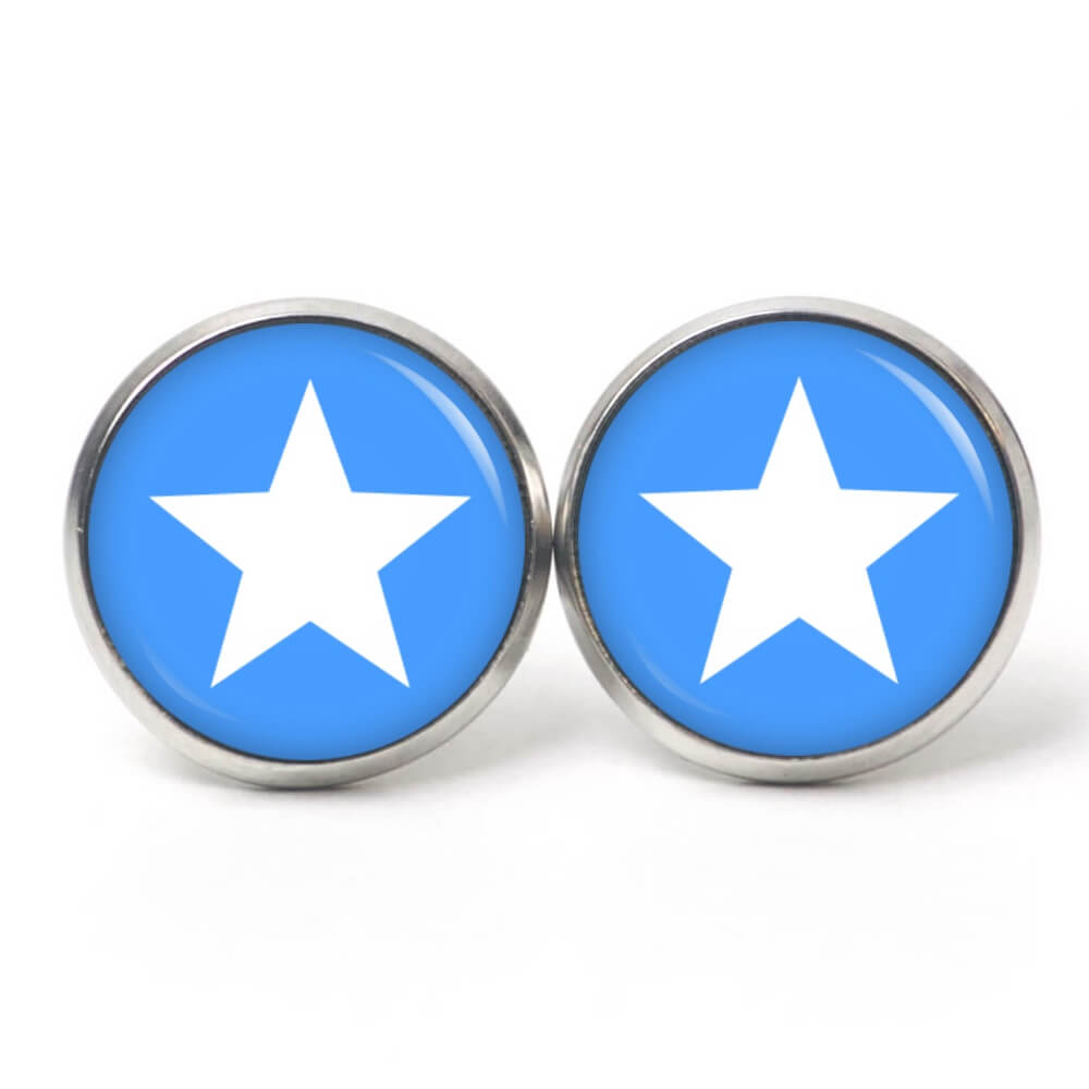 Druckknopf Ohrstecker Ohrhänger Clipse himmelblau weißer Stern Druckknopf Ohrstecker Ohrhänger Clipse himmelblau weißer Stern