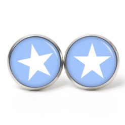 Druckknopf Ohrstecker Ohrhänger Clipse mittelblau weißer Stern