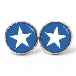 Ohrstecker, Ohrhänger, Clipse & Druckknopf – Motiv azurblauer weißer Stern – Schmuck aus Edelstahl (Kopie)