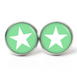Ohrstecker, Ohrhänger, Clipse & Druckknopf – Motiv pastelgrün weißer Stern – Schmuck aus Edelstahl (Kopie)