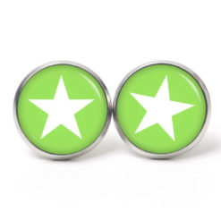 Ohrstecker, Ohrhänger, Clipse & Druckknopf – Motiv lindgrün weißer Stern – Schmuck aus Edelstahl