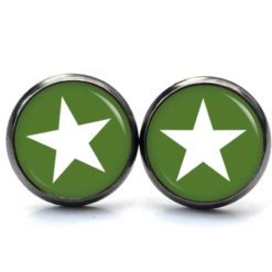 Ohrringe moosgrüner weißer Stern