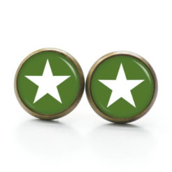 Ohrringe moosgrüner weißer Stern
