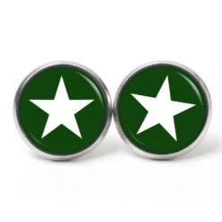 Ohrstecker, Ohrhänger, Clipse & Druckknopf – Motiv dunkelgrün weißer Stern – Schmuck aus Edelstahl