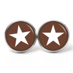 Ohrstecker, Ohrhänger, Clipse & Druckknopf – Motiv braun weißer Stern – Schmuck aus Edelstahl