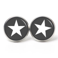Ohrstecker, Ohrhänger, Clipse & Druckknopf – Motiv anthrazit weißer Stern – Schmuck aus Edelstahl