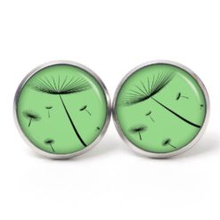 Ohrstecker, Ohrhänger, Clipse & Druckknopf – Motiv zarte Pusteblume grün – Schmuck aus Edelstahl