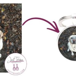 Schlüsselanhänger personalisiert mit eigenem Bild Foto – Geschenkidee Dein Lieblingsfoto für Personalisierte Foto Schlüsselanhänger mit Hundefoto aus Edelstahl von Just Trishar immer bei dir.
