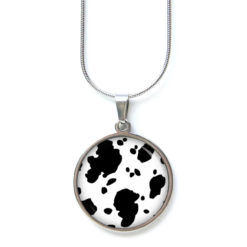Edelstahl Kette schwarz weißes Kuhflecken Muster