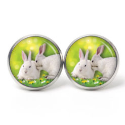 Osterhase Ohrringe aus Edelstahl – Ohrstecker, Ohrhänger, Clipse oder Druckknopf – zwei weiße Hase Ostern