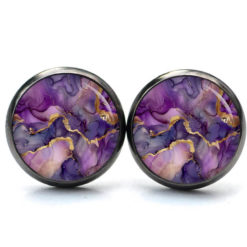 Lila Violett Gold Marmor Schmuck Set