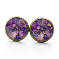 Lila Violett Gold Marmor Schmuck Set