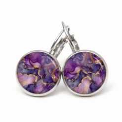 Lila Violett Gold Marmor Schmuck Set