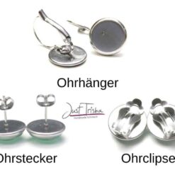 Ohrstecker, Ohrhänger, Clipse & Druckknopf – Motiv Pampasgras beige – Schmuck aus Edelstahl Regenbogen Marmor Schmuck Set - Kette mit Ohrsteckern - Edler Motiv Schmuck modern & zeitlos - Geschenk für Frauen
