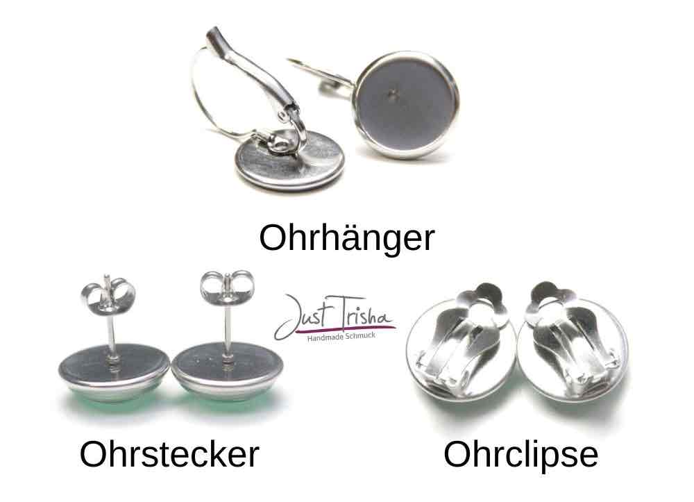 Ohrstecker, Ohrhänger, Clipse & Druckknopf – Motiv Pampasgras beige – Schmuck aus Edelstahl Regenbogen Marmor Schmuck Set - Kette mit Ohrsteckern - Edler Motiv Schmuck modern & zeitlos - Geschenk für Frauen