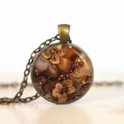 Dunkelbrauner Blumen Marmor Schmuck Set