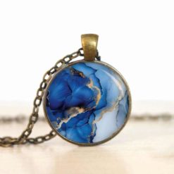 Dunkelblau Gold Marmor Schmuck Set