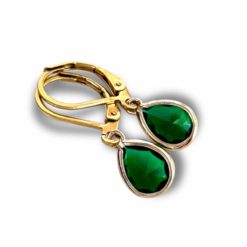 Zarte Ohrhänger Grün Gold – Zarte Edelstahl Ohrringe | Minimalistisch Handmade Just Trisha | Geschenkidee