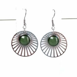 Boho Statement Ohrhänger Silber mit Perle – Große Edelstahl Ohrringe | Handmade Just Trisha | Wunschfarbe & Motiv