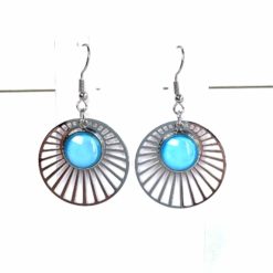 Boho Statement Ohrhänger Silber mit Perle – Große Edelstahl Ohrringe | Handmade Just Trisha | Wunschfarbe & Motiv