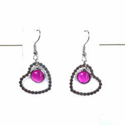 Herz Ohrhänger mit Perle Pink Edelstahl  – Statement Ohrringe | Handmade Just Trisha | Geschenkidee & Wunschfarbe