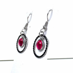 Runde Ohrhänger mit Perle Pink