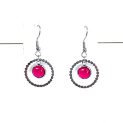 Runde Ohrhänger mit Perle Pink Edelstahl  – Statement Ohrringe | Handmade Just Trisha | Geschenkidee & Wunschfarbe