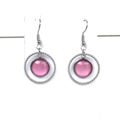 Statement Ohrhänger Kreis mit Perle Rosa – Edelstahl Ohrringe | Handmade Just Trisha | Wunschfarbe möglich Geschenkidee