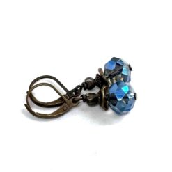 Zarte Vintage Ohrhänger Blau Bronze - Kristall Ohrringe Handmade | Boho Schmuck Just Trisha | Kleine Auflage (Kopie)