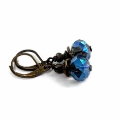 Zarte Vintage Ohrhänger Blau Bronze