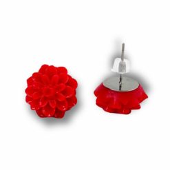 Chrysanthemen Ohrstecker in Rot