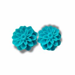 Große Chrysanthemen Ohrstecker Petrol - Handmade Edelstahl | Blumenohrringe von Just Trisha | Kleine Auflage Geschenkidee