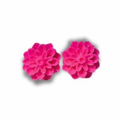 Große Chrysanthemen Ohrstecker Pink - Handmade Edelstahl | Blumenohrringe von Just Trisha | Kleine Auflage Geschenkidee