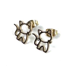 Mini Katzen Ohrstecker Gold – Kleine Edelstahl Ohrringe | Minimalistisch Handmade Just Trisha | Geschenkidee