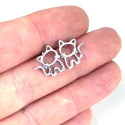 Mini Katzen Ohrstecker in Edelstahl