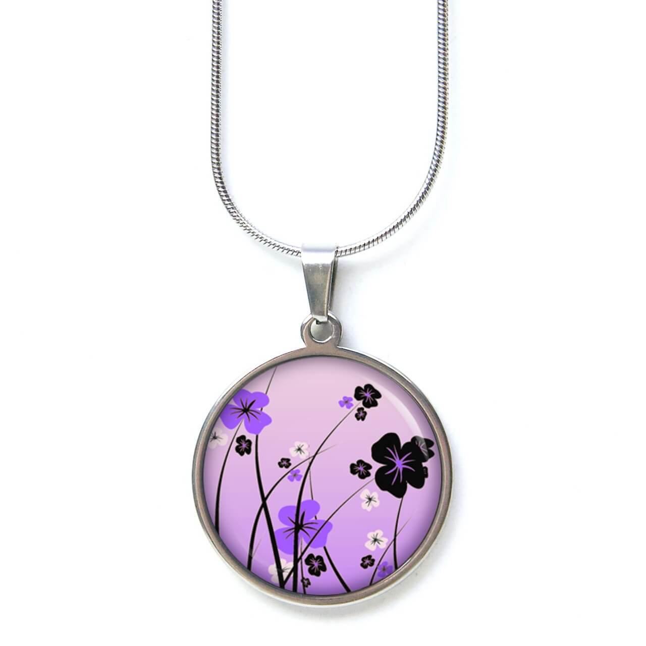 Ohrstecker, Ohrhänger, Clipse & Druckknopf – Motiv Lila Blumen Wiese – Schmuck aus Edelstahl Ohrstecker, Ohrhänger, Clipse & Druckknopf - Motiv Lila Blumen Wiese - Schmuck aus Edelstahl