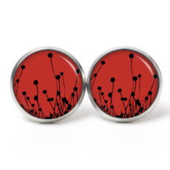Ohrstecker, Ohrhänger, Clipse & Druckknopf – Motiv abstrakte Blumen Rot Schwarz – Schmuck aus Edelstahl (Kopie)