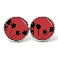 Ohrstecker, Ohrhänger, Clipse & Druckknopf - Motiv Rot Schwarze Tulpen  - Schmuck aus Edelstahl (Kopie)