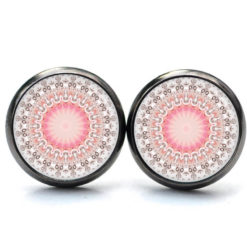 Handmade Ohrringe zartes Mandala Rosa Creme aus Edelstahl von Just Trisha