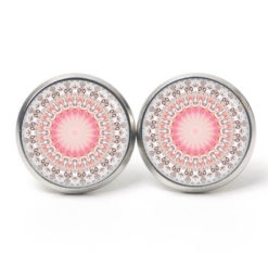 Ohrstecker, Ohrhänger, Clipse & Druckknopf – Motiv Zartes Mandala Rosa Creme – Schmuck aus Edelstahl