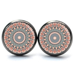 Handmade Ohrringe zartes Mandala Rosa Grau aus Edelstahl von Just Trisha