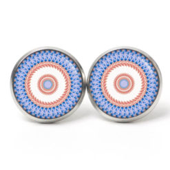 Ohrstecker, Ohrhänger, Clipse & Druckknopf - Motiv Kaleidoskop Mandala Blau Koralle - Schmuck aus Edelstahl