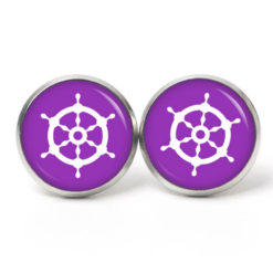 Ohrstecker, Ohrhänger, Clipse & Druckknopf - Motiv maritim Schiff Steuerrad Violett - Schmuck aus Edelstahl