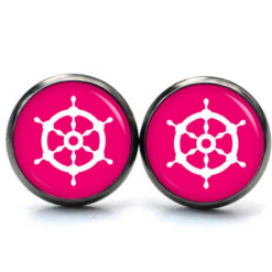 Ohrringe maritim Schiff Steuerrad pink.