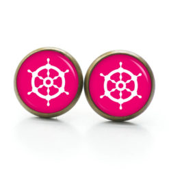 Ohrringe maritim Schiff Steuerrad pink.
