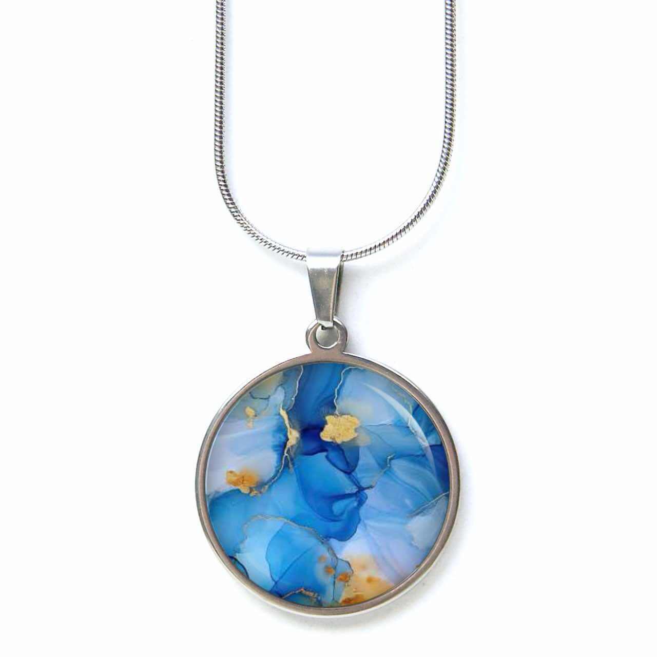 Schmuckset Blau Gold – Kette & Ohrringe – Marmor Optik – Abstract Boho Geschenk für Frauen Schmuckset Blau Gold - Kette & Ohrringe - Marmor Optik - Abstract Boho Geschenk für Frauen