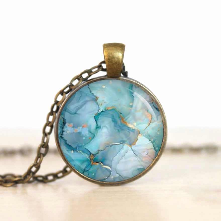 Aqua Schmuckset – Kette & Ohrringe – Marmor Optik – Abstract Boho Geschenk für Frauen (Kopie) Aqua Schmuckset - Kette & Ohrringe - Marmor Optik - Abstract Boho Geschenk für Frauen (Kopie)