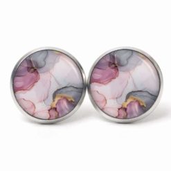 Handmade Ohrringe Rosé Marmormuster aus Edelstahl von Just Trisha