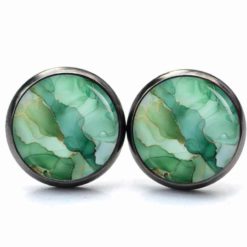 Handmade Ohrringe Jade Grün Marmormuster aus Edelstahl von Just Trisha