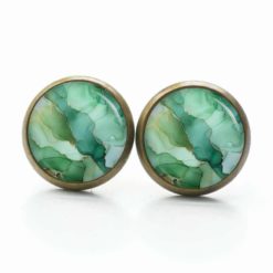 Handmade Ohrringe Jade Grün Marmormuster aus Edelstahl von Just Trisha
